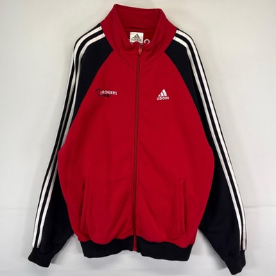 古着 アディダス adidas ジャケット フルジップ ワンポイントロゴ パフォーマンスロゴ S ブラック系 ツートン メンズ