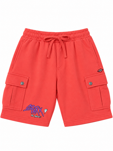 Chrome Hearts PPO Matty Boy Cross Ball Button Cargo Sweat Half Pants "Red"