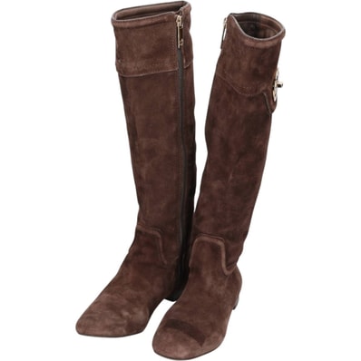 古着 トリーバーチ TORY BURCH スエード サイドジップ ロングブーツ ブラジル製 5 1/2M レディース22.5cm相当/saa013858