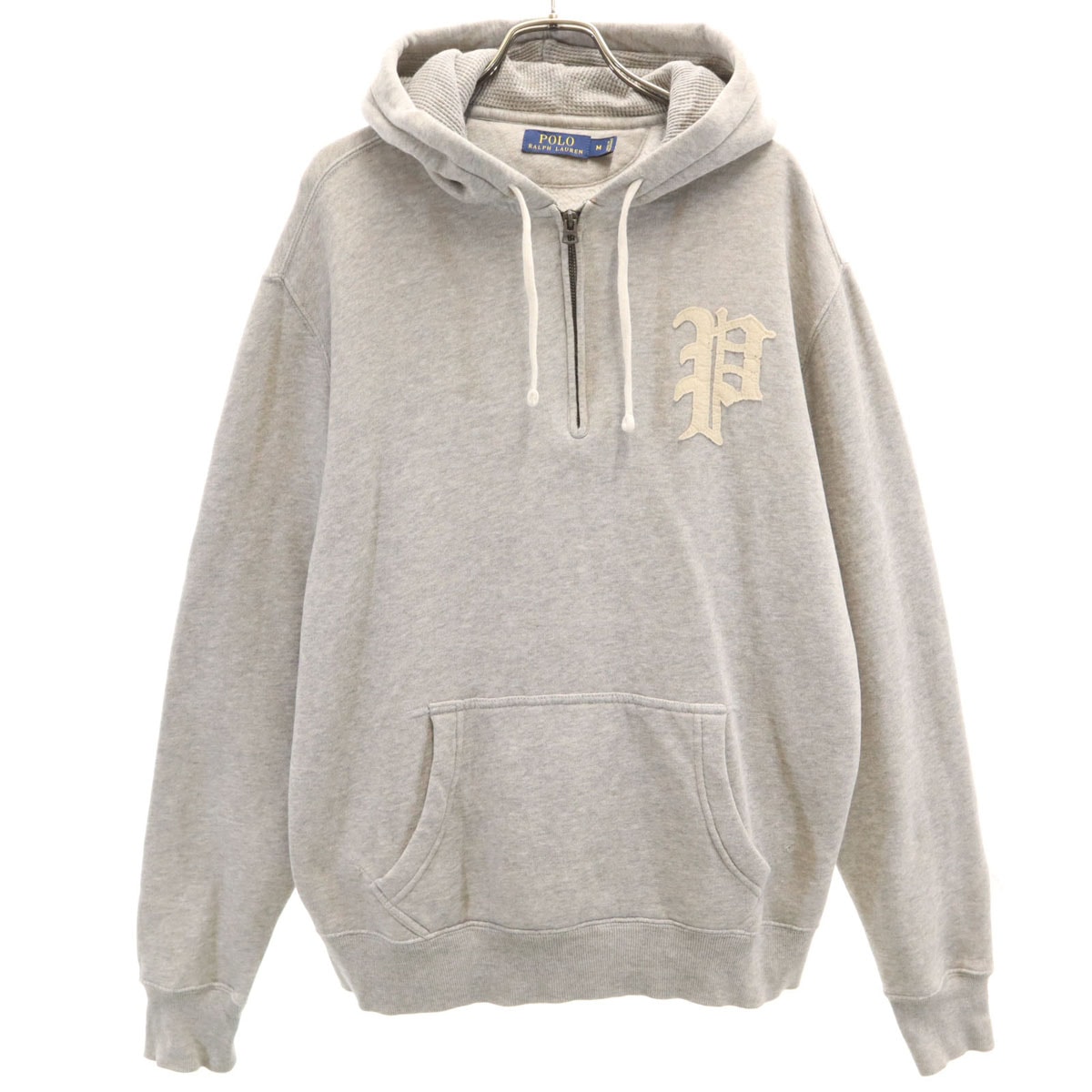 POLO RALPH LAUREN ポロラルフローレン 長袖 ハーフジップ スウェットパーカー M グレー 裏起毛