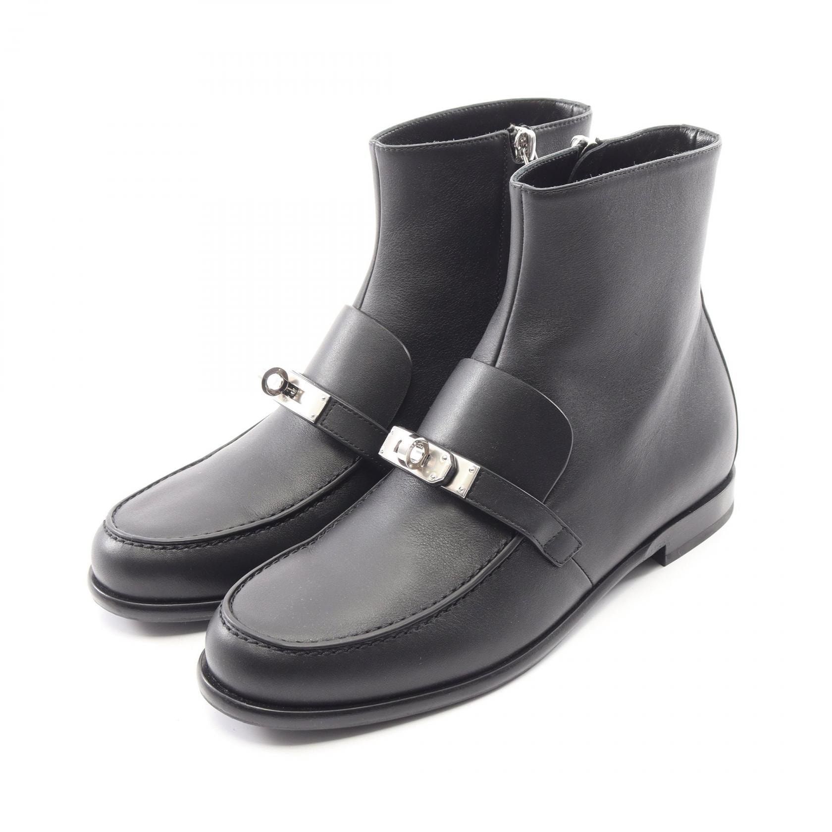 エルメス HERMES ケルシー ケリーバックル ショート ブーツ 靴 レザー レディース ブラック系 【中古】