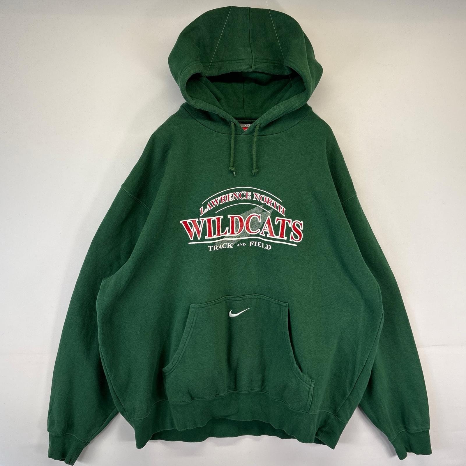 古着 ナイキ NIKE パーカー スウェット 大きいサイズ フーディ プルオーバー ポケットロゴ刺繍 プリント 2XL グリーン メンズ