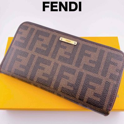 FENDI Zucca PVC Round Long wallet "Brown"