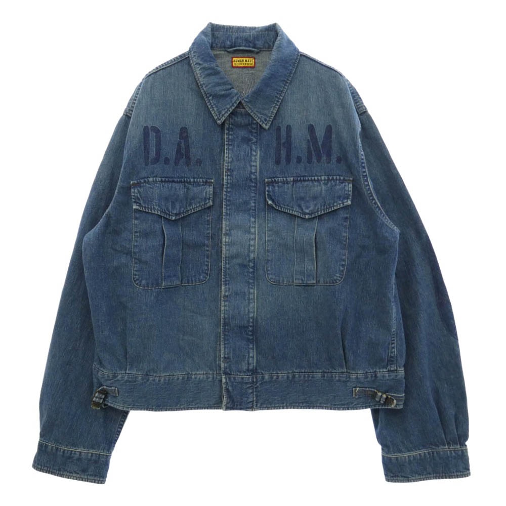 HUMAN MADE ヒューマンメイド 26AW HM32JK020 DENIM BLOUSON ステンシル ロゴプリント デニム ジャケット ブルゾン ブルー系 XL【美品】【中古】