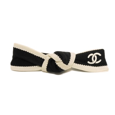 CHANEL シャネル マトラッセ ボウ ヘアクリップ CCマーク キルティング アイボリー クリップ 25V ココマーク シルクジャガード ブラック バレッタ AA9921
