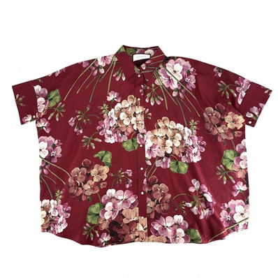 GUCCI グッチ 半袖シャツ シルクフラワードルマンブラウス トップス アパレル 服 42 410345 ボルドー シルク レディース 春 夏【中古品】