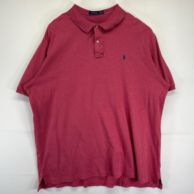 古着 ポロ・ラルフローレン POLO RALPH LAUREN ポロシャツ 大きいサイズ ワンポイントロゴ 霜降り柄 襟 3XLT ピンク メンズ