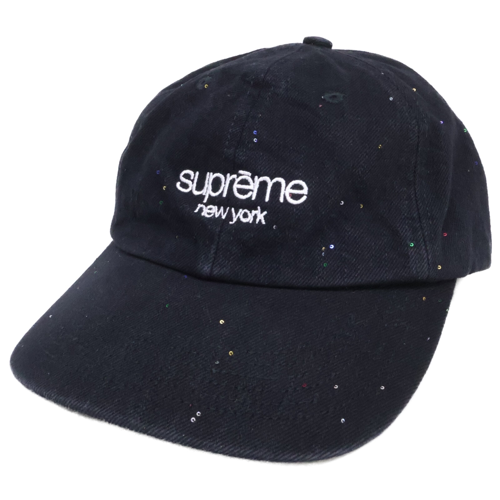 シュプリーム 【新品同様】SS26 Sequin Denim Classic Logo 6-Panel シークインデニム クラシックロゴ 6パネル キャップ
