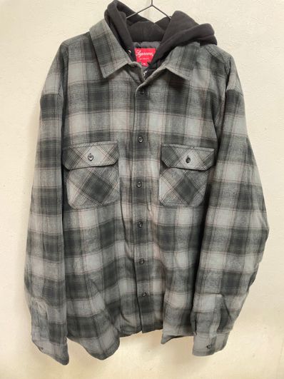 Supreme Hooded Flannel Zip Up Shirt "Black"