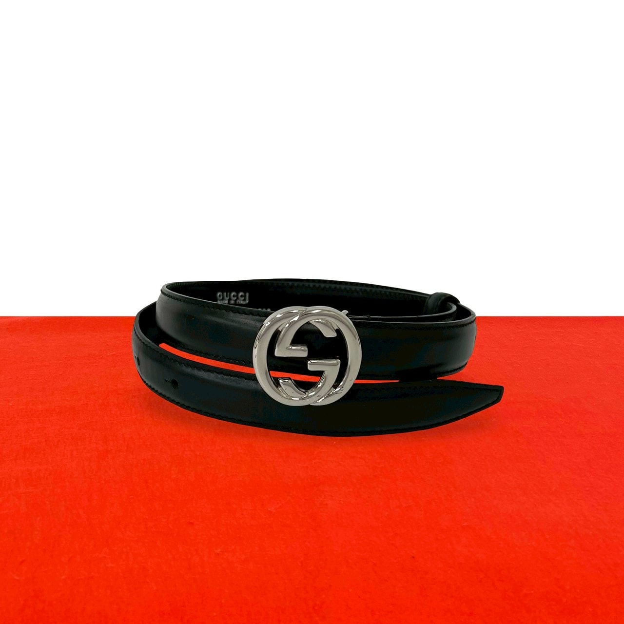GUCCI グッチ インターロッキングG 金具 レザー ベルト ブラック
44338
