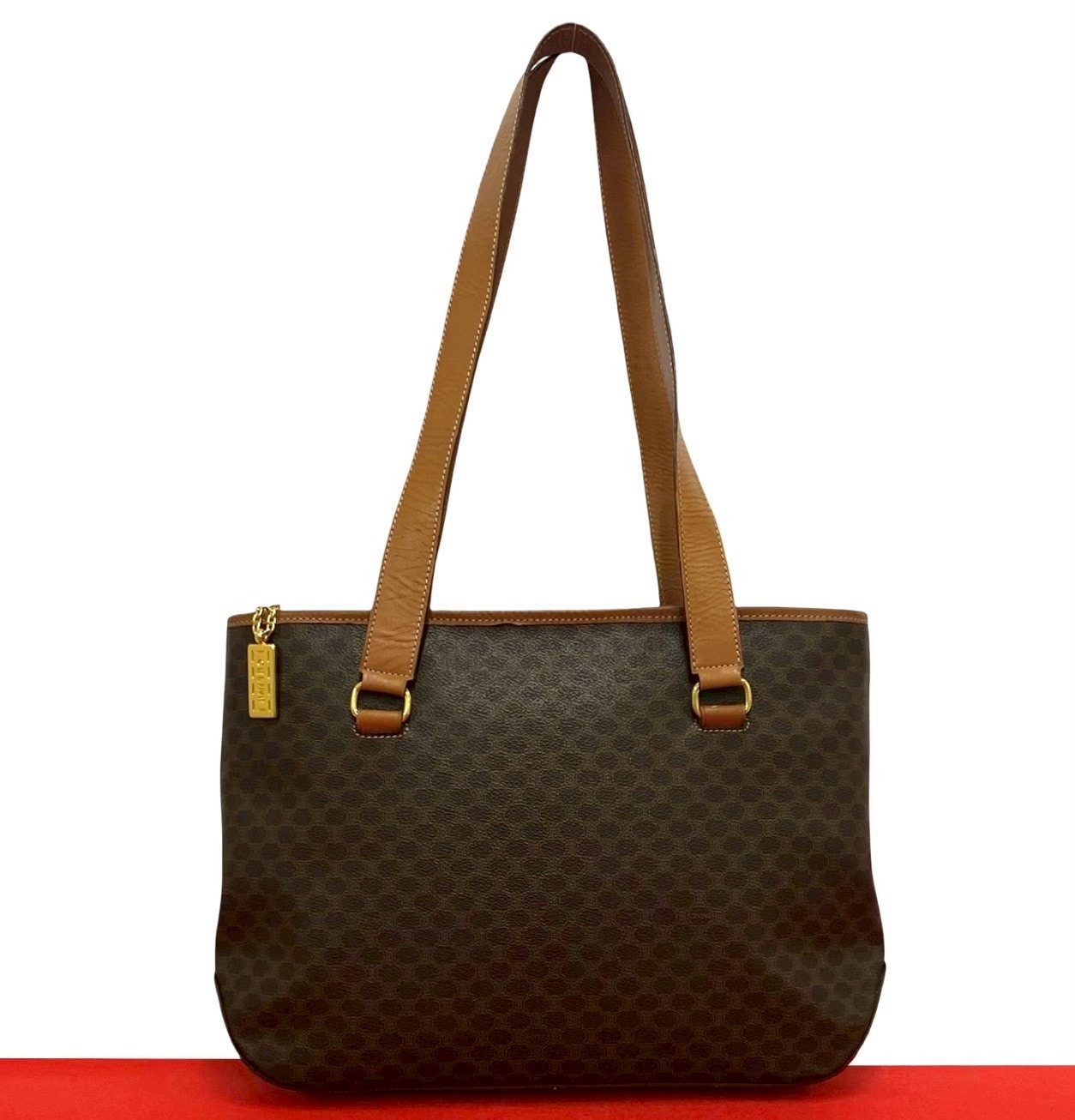 CELINE セリーヌ マカダム レザー PVC トートバッグ ブラウン
 16751