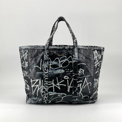 BALENCIAGA(バレンシアガ) バルベス ミディアム ショッパー グラフィティ 2way 671409 トートバッグ ブラック×ホワイト