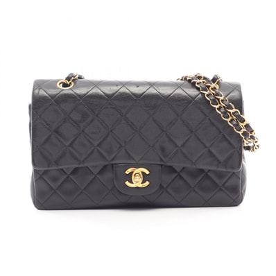 シャネル CHANEL マトラッセ Wフラップ ショルダーバッグ バッグ ラムスキン(羊革) レディース ブラック系 【中古】