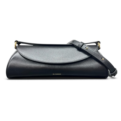 JIL SANDER 美品 ジルサンダー カンノーロ スモール Cannolo Sm Handle 2way ハンドバッグ ショルダーバッグ J07WG0051P4840001 レザー ブラック クロスボディ ABランク 鑑定済 中古 ジルサンダーバッグ