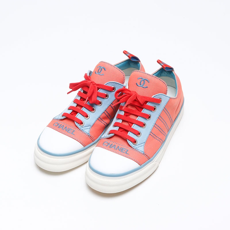 シャネル CHANEL 2002ss ローカット スポーツライン キャンバス Size:38 約24cm スニーカー【中古】
