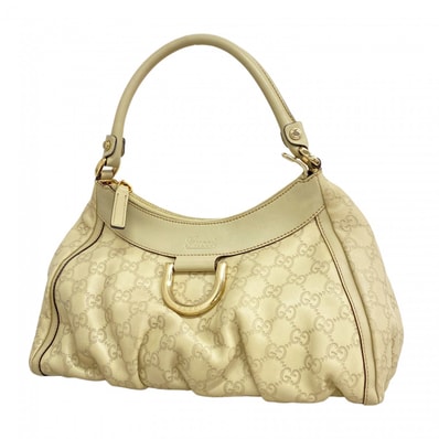【6dd5416-k】グッチ ハンドバッグ グッチシマ 190525 レザー ベージュ シャンパンゴールド金具【中古】レディース