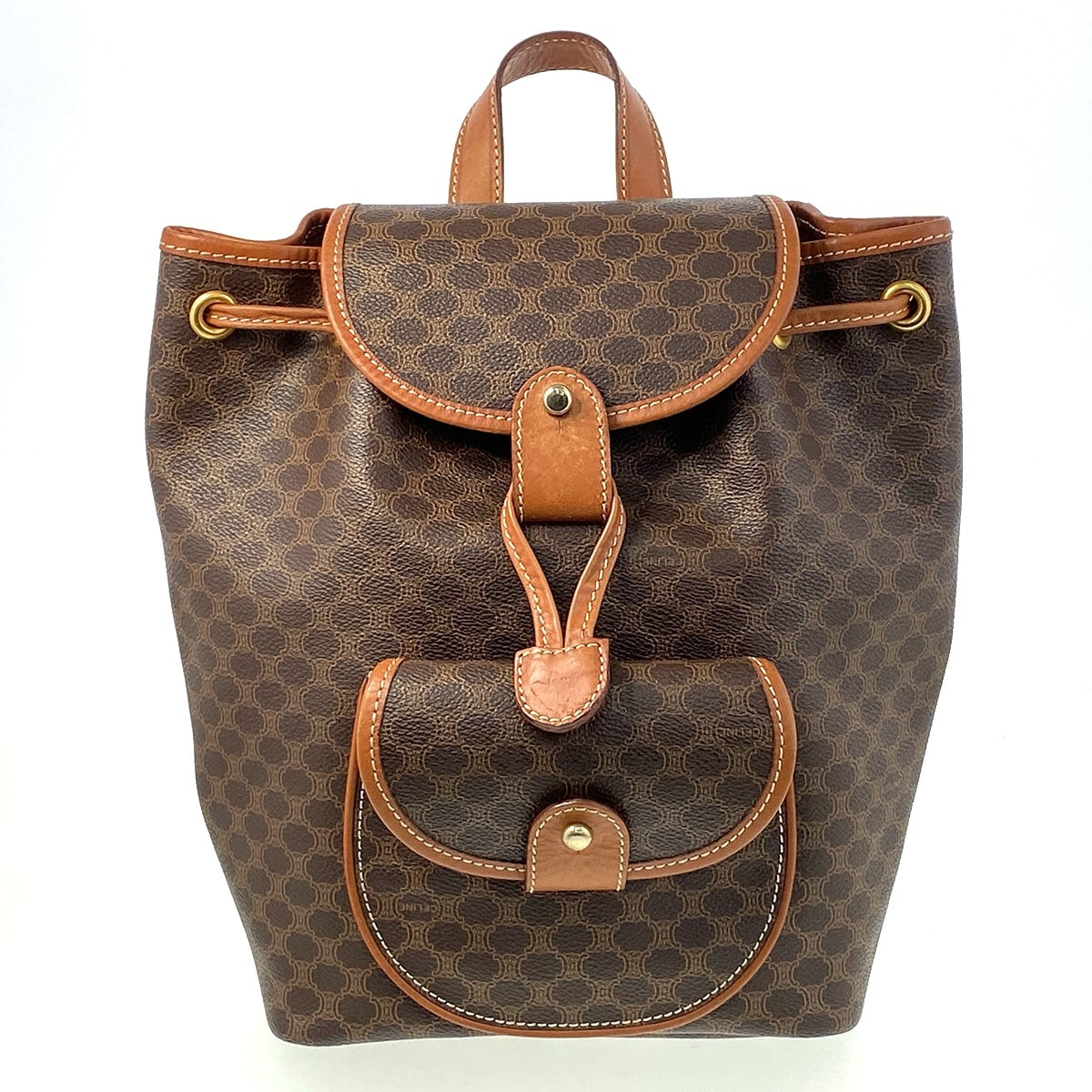 CELINE セリーヌ マカダム ヴィンテージ トリオンフ リュック・デイパック PVC ブラウン  レディース【中古】