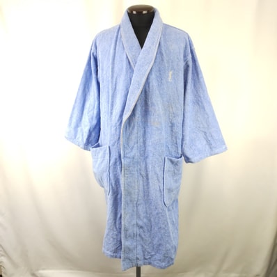 YVES SAINT LAURENT【イヴ・サンローラン】 ガウン/バスローブ【メンズM/青/blue】腰紐付き/Gown◆BJ056-c