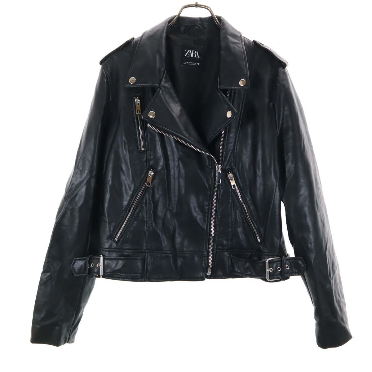 【ZARA】 XLフェイク レザー ダブルライダース ジャケット ブラック ZARA XLフェイク レザー ダブルライダース ジャケット ブラック ZARA