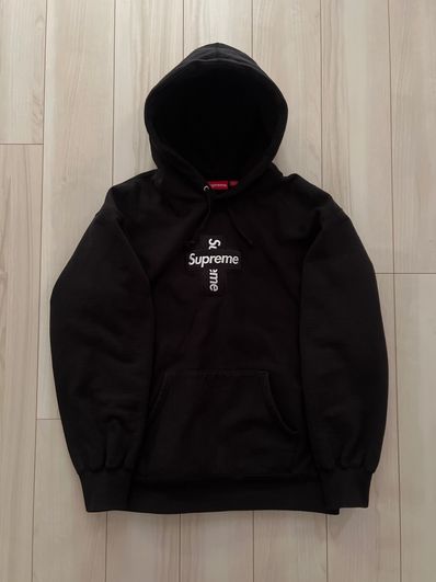 Supreme Cross Box Logo Hooded Sweatshirt "Black"