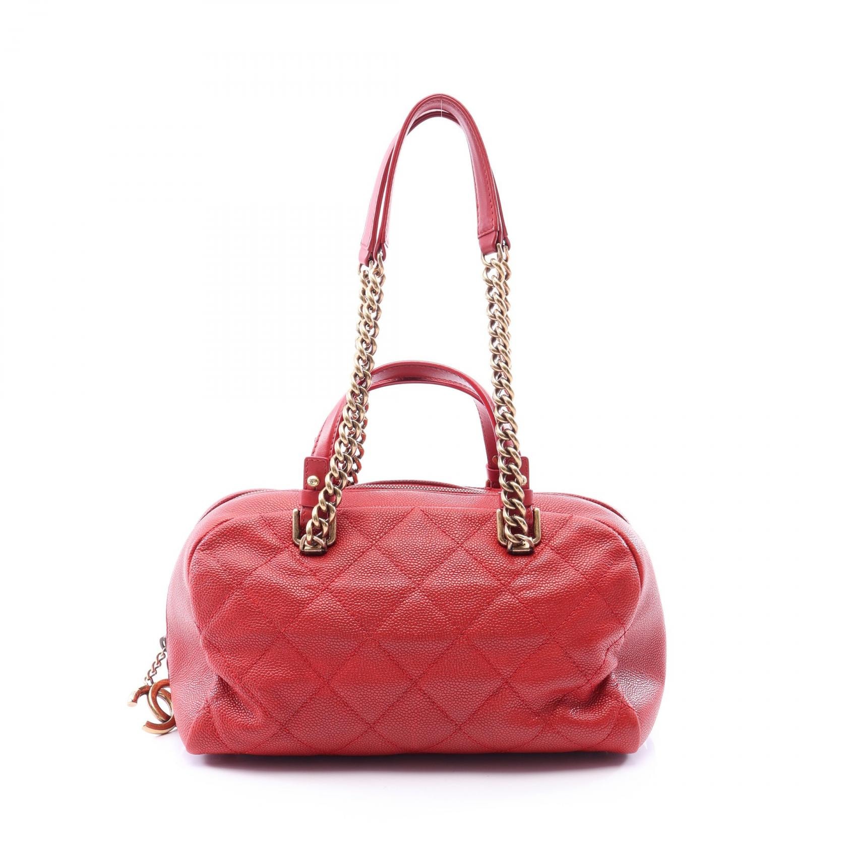 シャネル CHANEL マトラッセ ボウリングバッグ ショルダーバッグ バッグ キャビアスキン(グレインドカーフ) レディース レッド系 【中古】