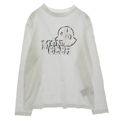MONCLER モンクレール カットソー 24AW J20918D00019 89AJS LS TSHIRT フロントロゴプリント ショルダーワッペン クルーネック 長袖 Tシャツ カットソー ホワイト系 XS【中古】