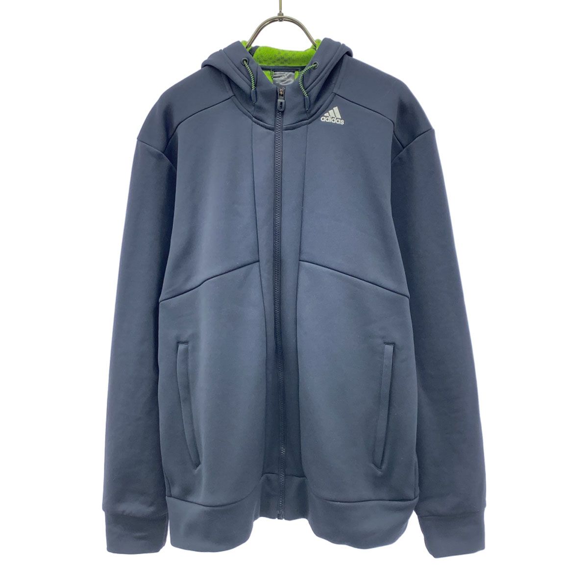 adidas アディダス 長袖 ジップパーカー XO チャコールグレー ビッグサイズ 裏フリース