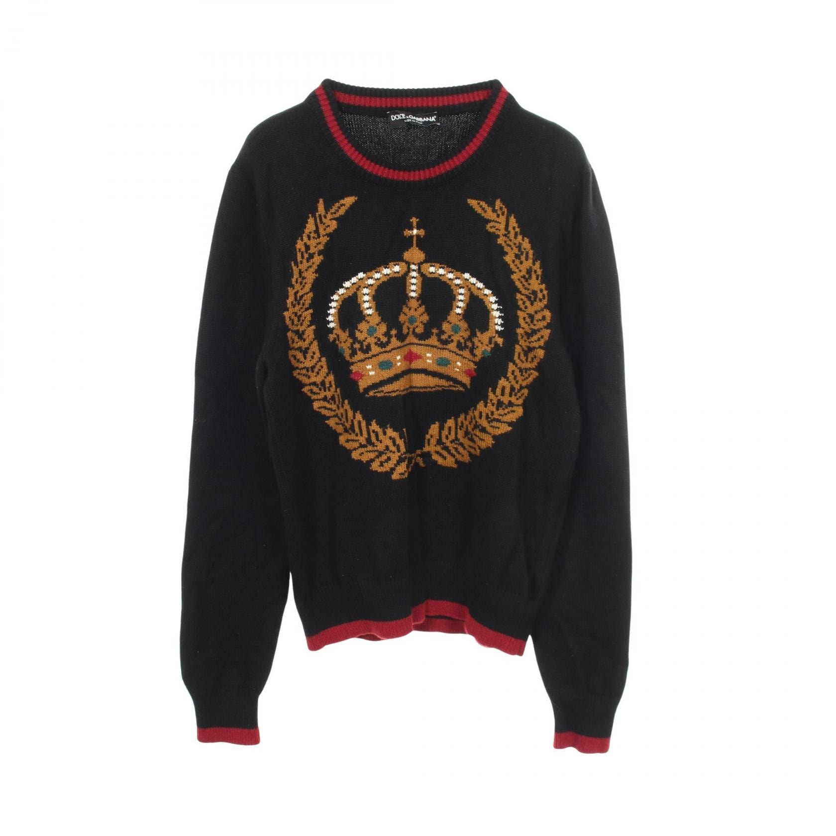 ドルチェアンドガッバーナ DOLCE & GABBANA KING クラウン ニット 衣料品 トップス カシミヤ ウール メンズ ブラック系 GX278T 【中古】