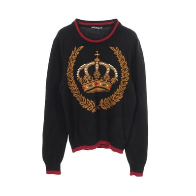 ドルチェアンドガッバーナ DOLCE & GABBANA KING クラウン ニット 衣料品 トップス カシミヤ ウール メンズ ブラック系 GX278T 【中古】