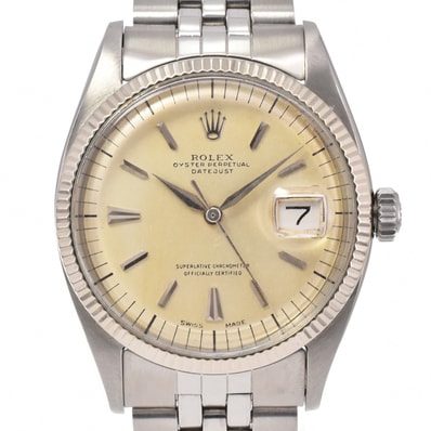 ロレックス ROLEX 6605 ヴィンテージ デイトジャスト Cal.1065 WGベゼル シルバー 自動巻き メンズ 良品 腕時計 Y#146309