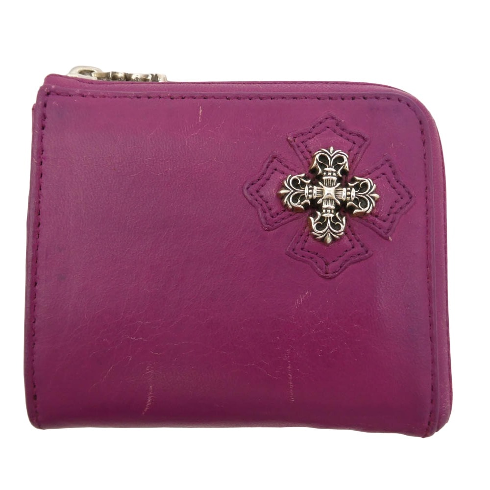 Chrome Hearts Filigree Plus Half Zip Leather Wallet "Purple"