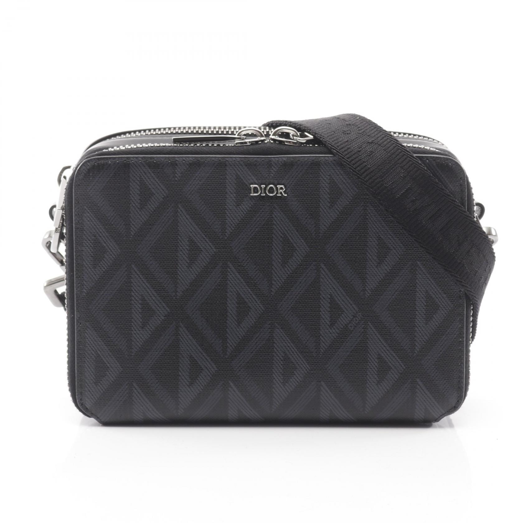 ディオール Dior CDダイヤモンド メッセンジャー ポーチ ショルダーバッグ バッグ PVCコーティングキャンバス レザー メンズ ブラック系 / グレー系 2ESBC119 【中古】