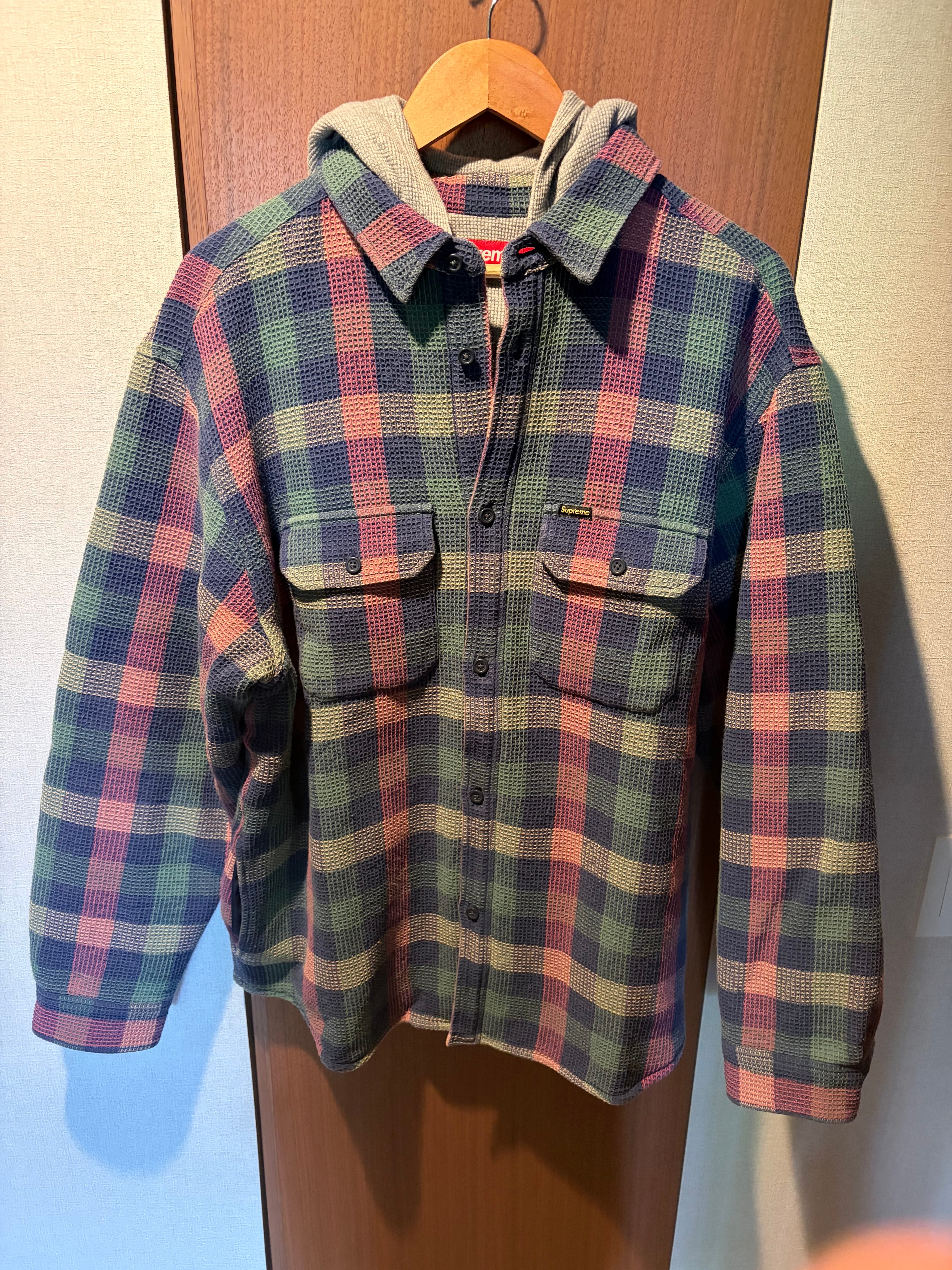 Supreme Waffle Plaid Hooded Shirt "Multi"