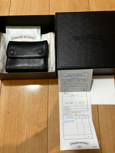 Chrome Hearts Wave Mini Cross Ball Button Leather Wallet "Black"