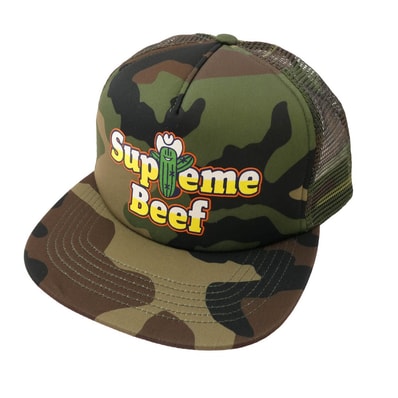 Supreme シュプリーム キャップ 25SS Beef Mesh Back 5-Panel 迷彩 カモフラ ビーフ メッシュ バッグ 5パネル キャップ カーキ系 one size【中古】