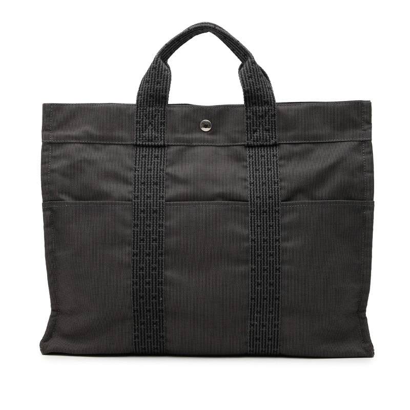 エルメス エールラインMM トートバッグ ハンドバッグ グレー キャンバス レディース HERMES 【中古】