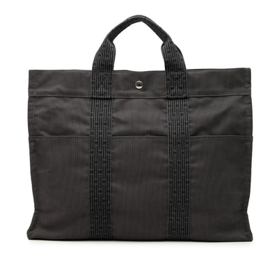 エルメス エールラインMM トートバッグ ハンドバッグ グレー キャンバス レディース HERMES 【中古】