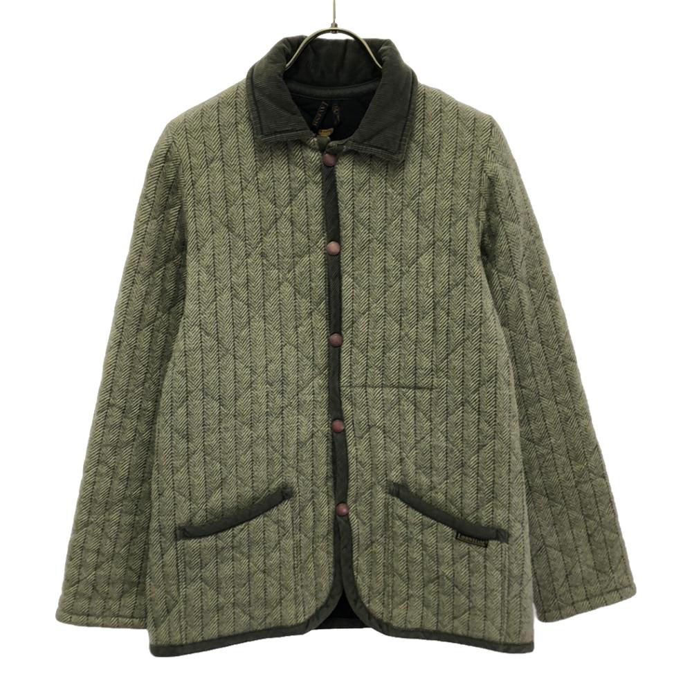 LAVENHAM ラベンハム イギリス製 ウール ヘリンボーン柄 キルティングジャケット 36 グレージュ