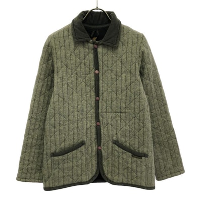 LAVENHAM ラベンハム イギリス製 ウール ヘリンボーン柄 キルティングジャケット 36 グレージュ