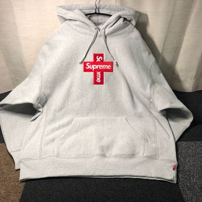Supreme Cross Box Logo Hooded Sweatshirt "Grey"
