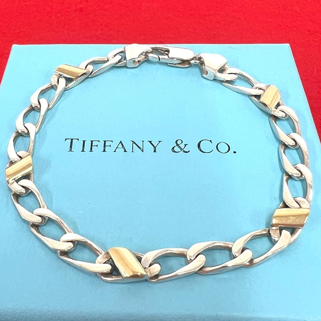 TIFFANY&Co. ティファニー フィガロチェーン ブレスレット シルバー925 K18イエローゴールド ブレスレット シルバー
 36916
