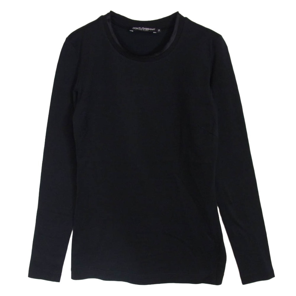 DOLCE&GABBANA ドルチェアンドガッバーナ シルク混 ロングスリーブ カットソー ブラック系 36【中古】