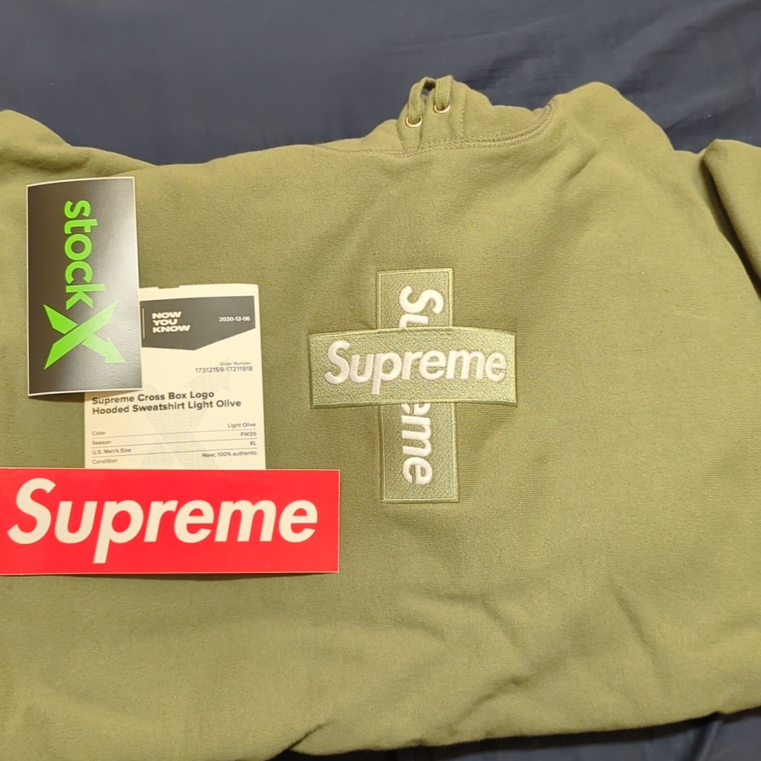 Supreme Cross Box Logo Hooded Sweatshirt "Light Olive"