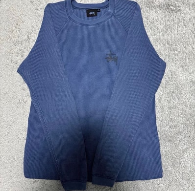Stussy Raglan Thermal LS Crew "Blue"