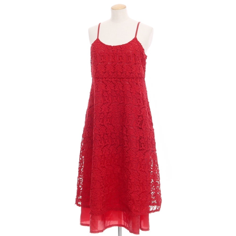 【中古】【未使用】コムデギャルソン コムデギャルソン COMME des GARCONS COMME des GARCONS 2023年春夏 ポリエステル レース キャミソールワンピース レッド【サイズS】【レディース】