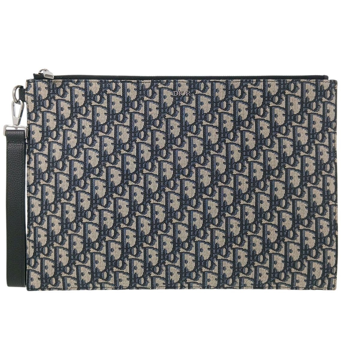 Dior ディオール A4 ポーチ クラッチバッグ キャンバス ベージュ ブラック メンズ【中古】