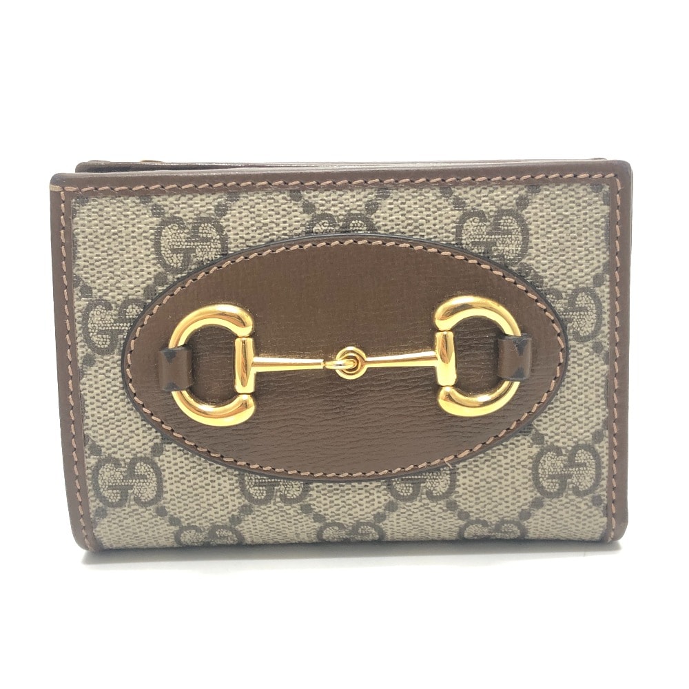 グッチ GUCCI ホースビット 1955 726846 コンパクトウォレット 財布 ミニウォレット GGスプリーム 2つ折り財布 GGスプリームキャンバス ブラウン