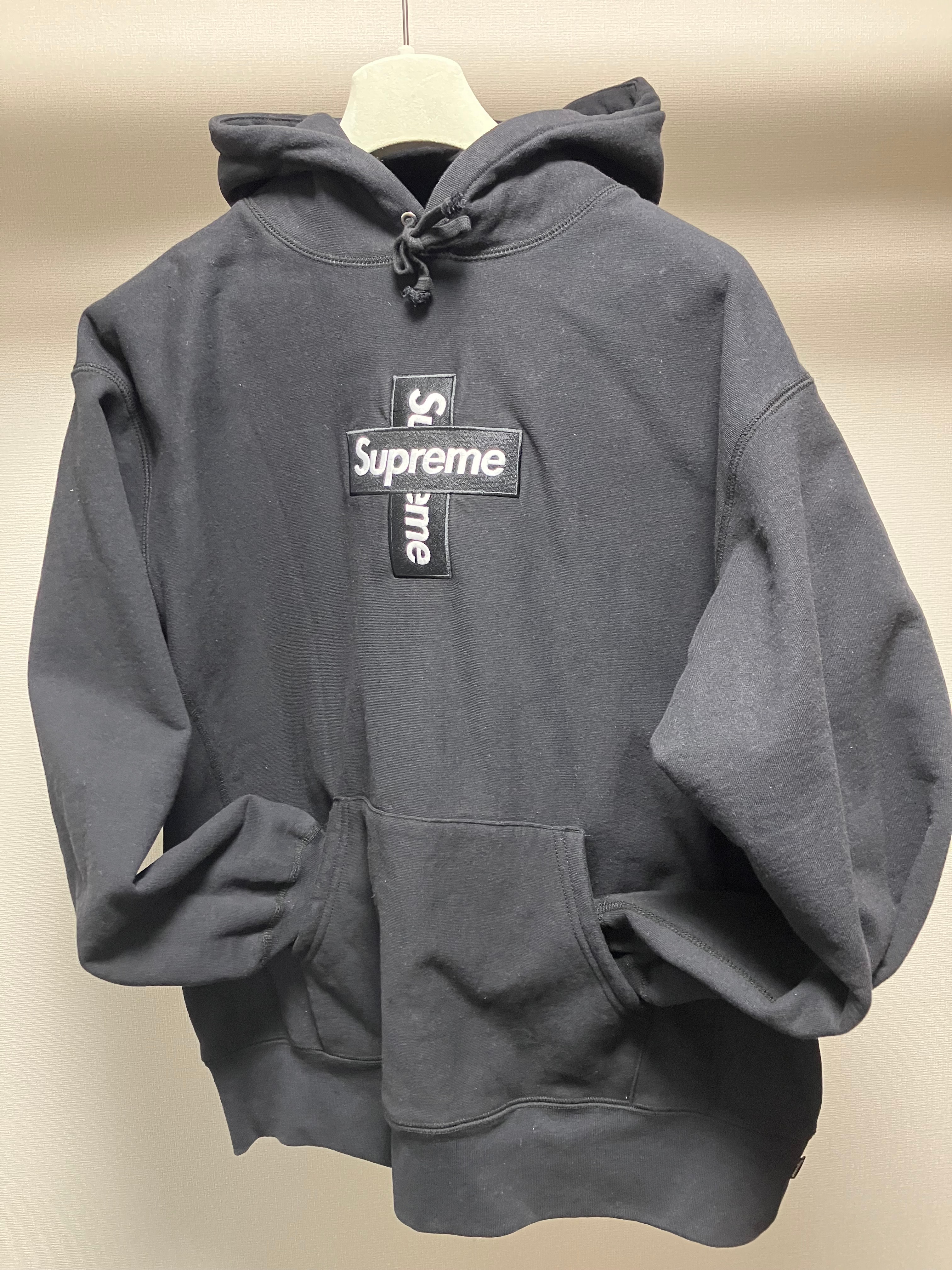Supreme Cross Box Logo Hooded Sweatshirt "Black"