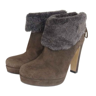 MAX MARA マックスマーラ スエード ボア付き ヒール 36【中古】