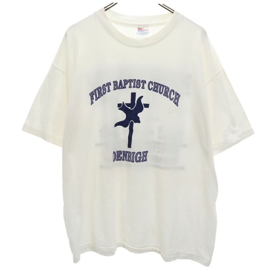 Hanes ヘインズ 90s USA製 プリント 半袖 シングルステッチ Tシャツ XL ホワイト オールド ヴィンテージ